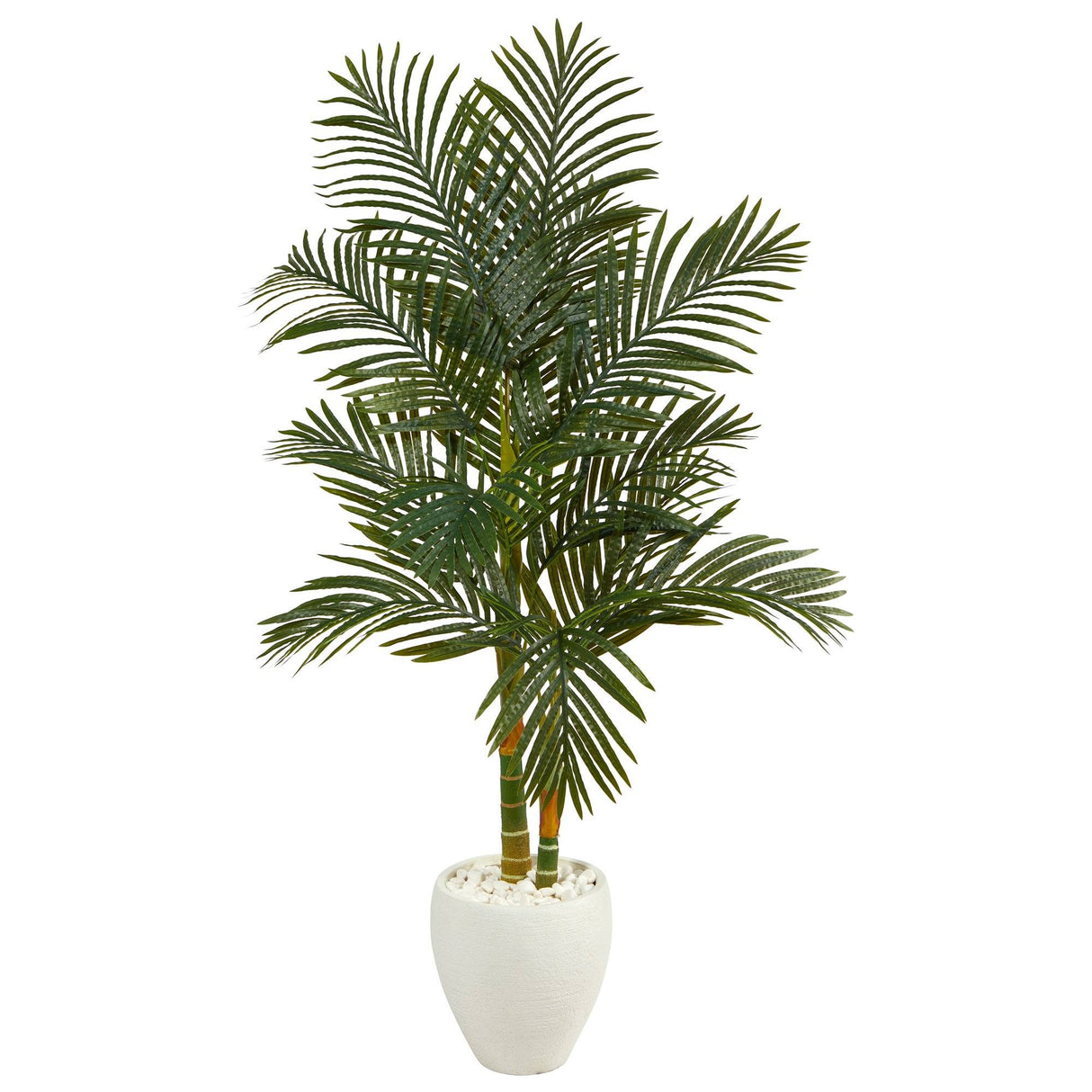 5.5’ Golden Cane Artificial Palm Tree in White Planter by Nearly Natural