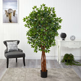 5.5’ Super DeluxeNatural Trunk Ficus Artificial Tree with by Nearly Natural