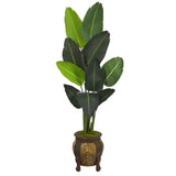 5.5’ Traveler's Palm Artificial Tree in Decorative Planter by Nearly Natural