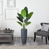 5.5’ Traveler's Palm Artificial Tree in Gray Planter by Nearly Natural