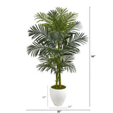 56” Golden Cane Artificial Palm Tree in White Planter by Nearly Natural