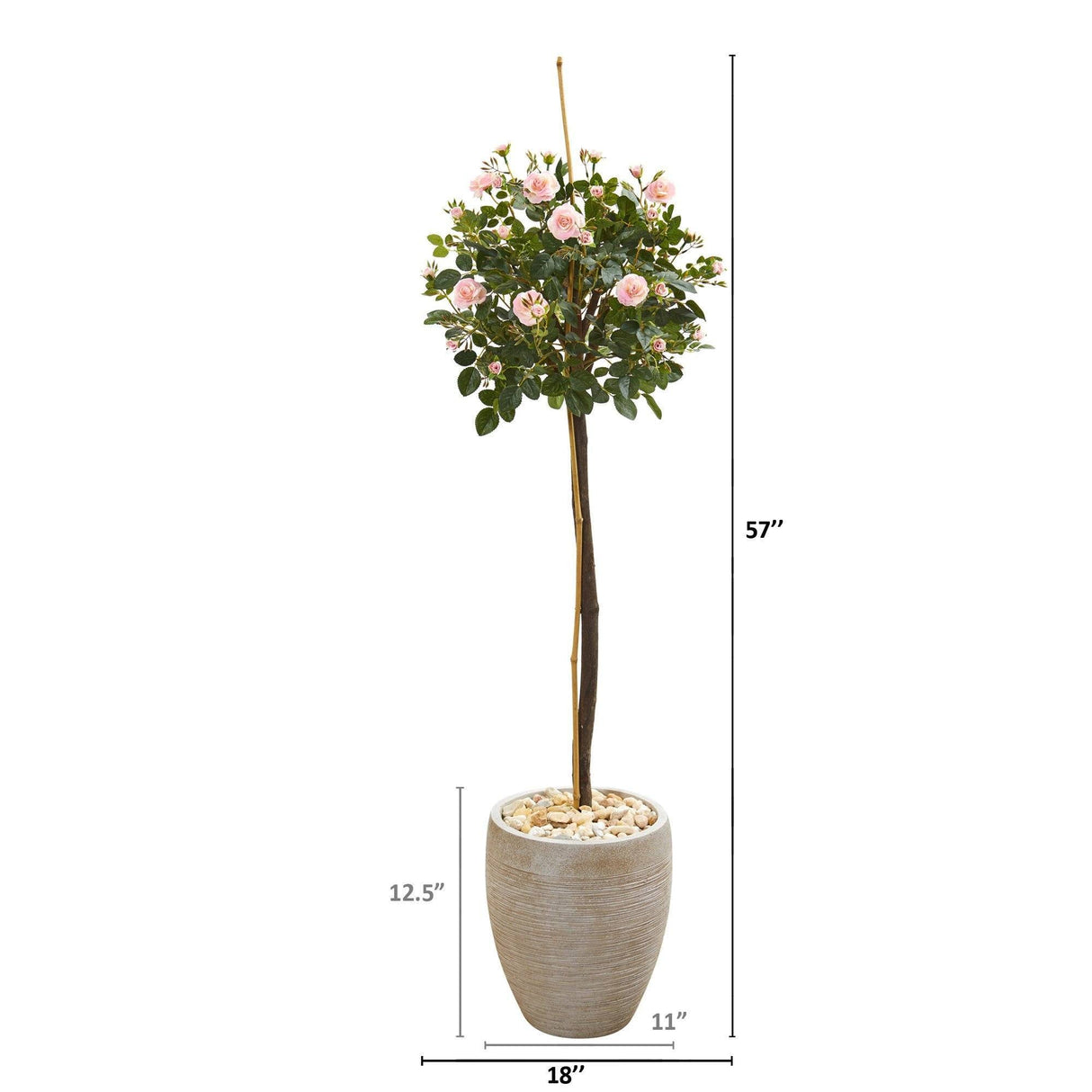 57” Rose Topiary Artificial Tree in Sand Colored Planter by Nearly Natural