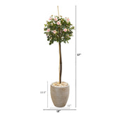 57” Rose Topiary Artificial Tree in Sand Colored Planter by Nearly Natural