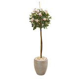 57” Rose Topiary Artificial Tree in Sand Colored Planter by Nearly Natural