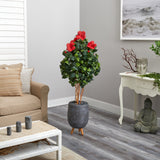 58” Hibiscus Artificial Tree in Gray Planter with Stand by Nearly Natural