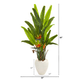 59” Bird of Paradise Artificial Plant in White Planter by Nearly Natural