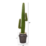 59” Cactus Artificial Plant in Metal Planter by Nearly Natural