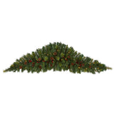 6' Artificial Christmas Swag with 50 LED Lights, Berries and Pine Cones by Nearly Natural