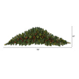 6' Artificial Christmas Swag with 50 LED Lights, Berries and Pine Cones by Nearly Natural