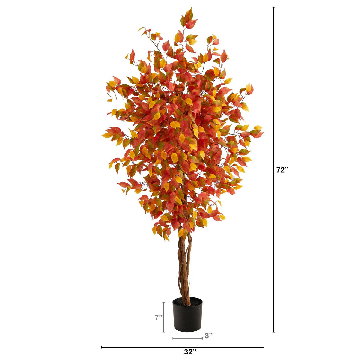 6’ Autumn Ficus Artificial Fall Tree by Nearly Natural