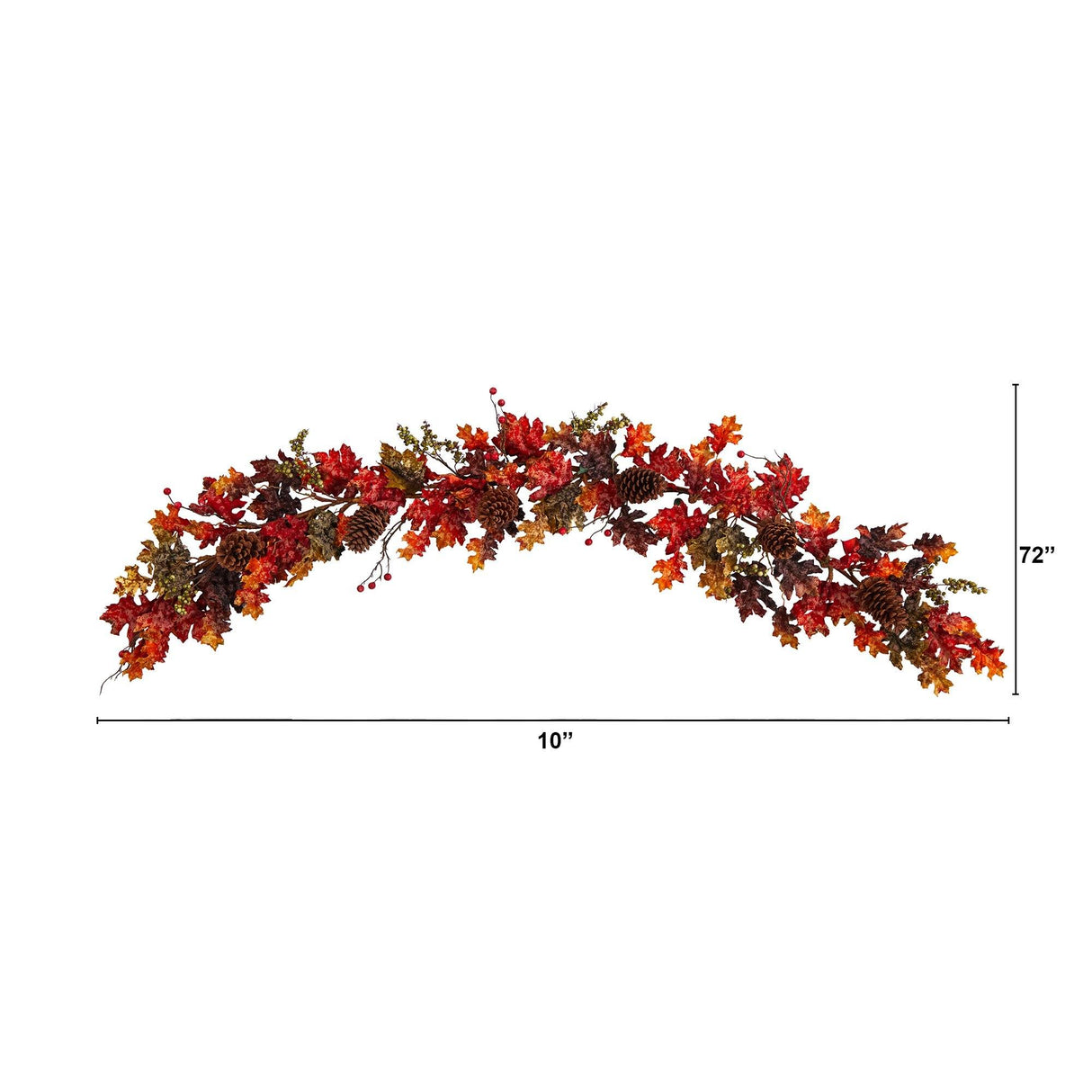 6’ Autumn Maple Leaves, Berry and Pinecones Fall Artificial Garland by Nearly Natural