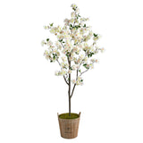 6’ Cherry Blossom Artificial Tree in Farmhouse Planter by Nearly Natural