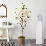 6’ Cherry Blossom Artificial Tree in Farmhouse Planter by Nearly Natural