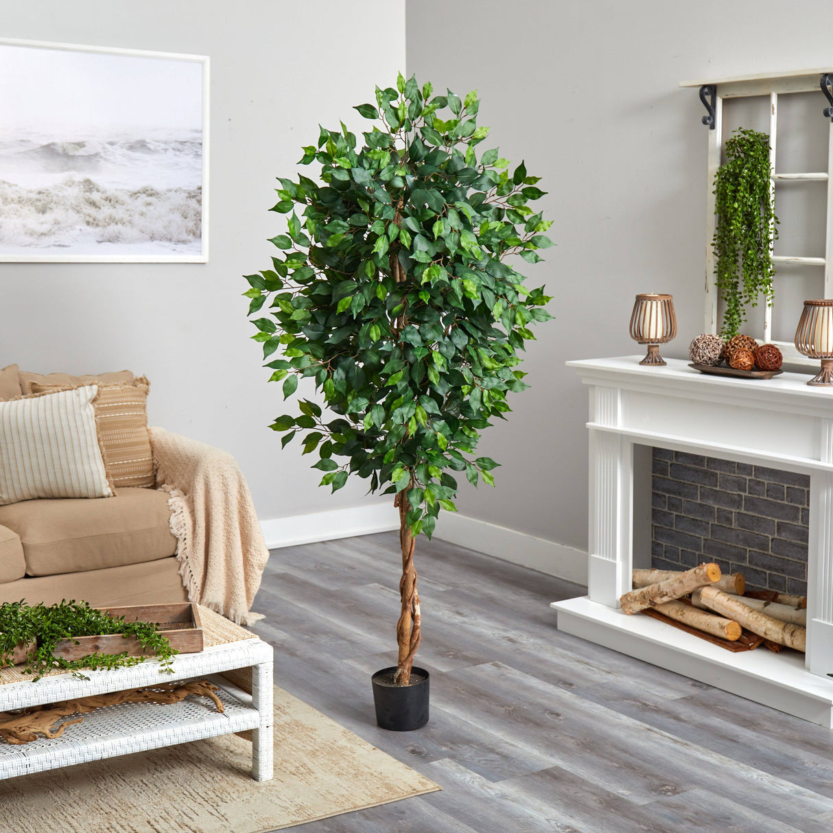 6’ Ficus Artificial Tree in Nursery Planter by Nearly Natural