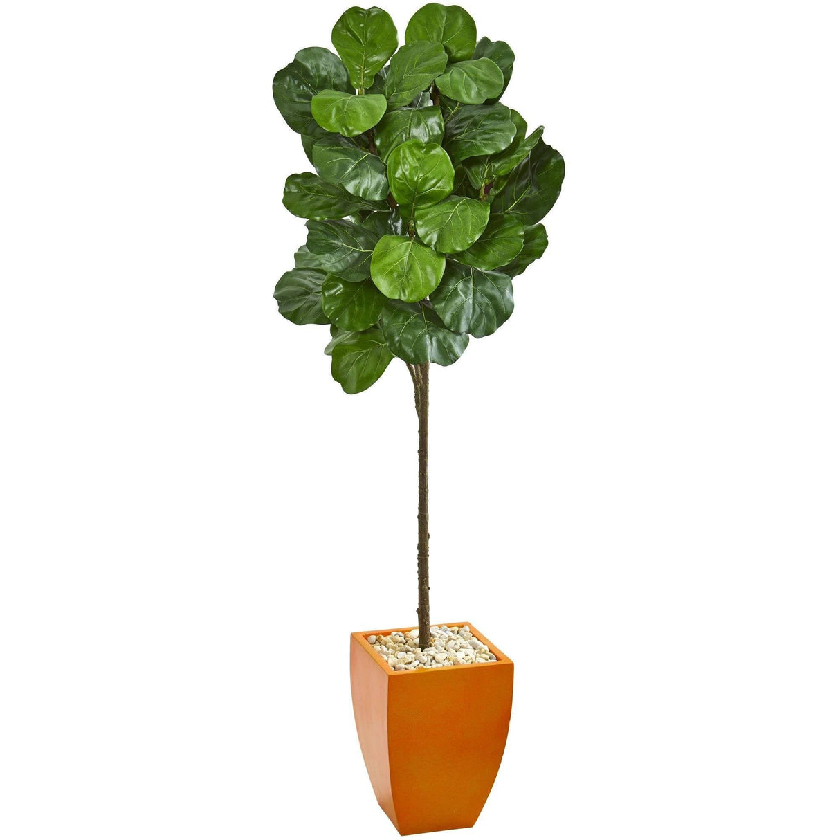 6’ Fiddle Leaf Artificial Tree in Orange Planter by Nearly Natural