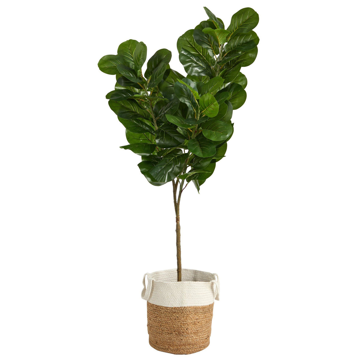 6’ Fiddle Leaf Fig Artificial Tree in Handmade Natural Jute and Cotton Planter by Nearly Natural