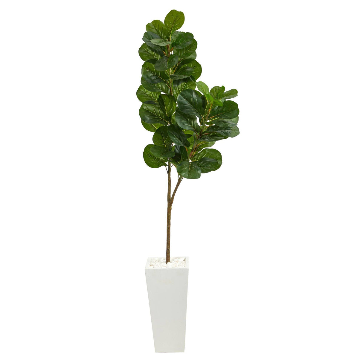 6’ Fiddle leaf Fig Artificial Tree in Tall White Planter by Nearly Natural