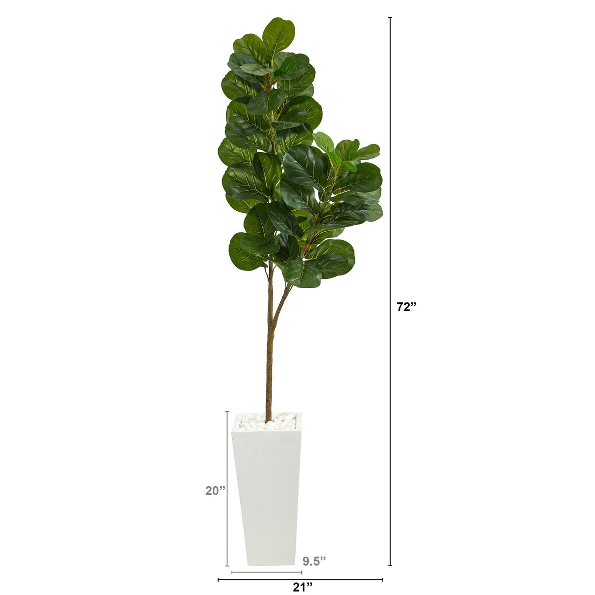 6’ Fiddle leaf Fig Artificial Tree in Tall White Planter by Nearly Natural