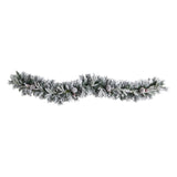 6’ Flocked Artificial Christmas Garland with Pine Cones and 35 Warm White LED Lights by Nearly Natural