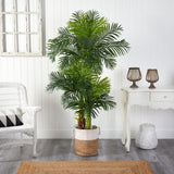 6’ Hawaii Artificial Palm Tree in Handmade Natural Jute and Cotton Planter by Nearly Natural