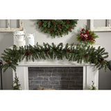 6' Mixed Alaskan Pines and Pinecones Artificial Christmas Garland 50 Warm White LED Lights by Nearly Natural