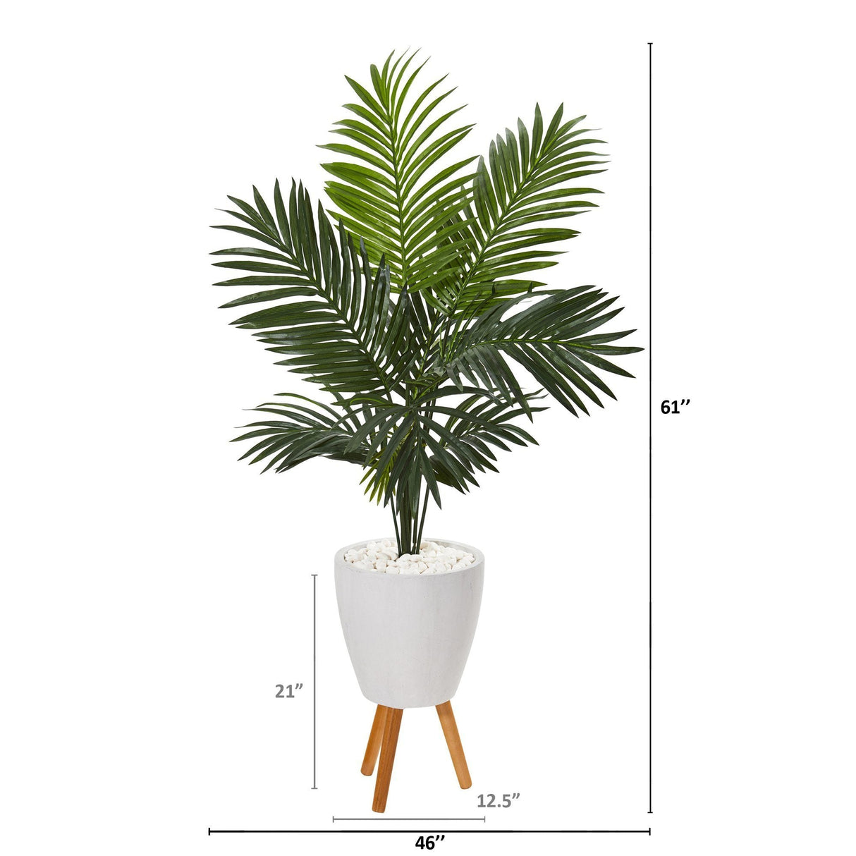 61” Paradise Palm Artificial Tree in White Planter with Stand by Nearly Natural