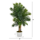 62” Areca Palm Artificial Tree in White Tin Planter (Real Touch) by Nearly Natural