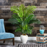 62” Hawaii Palm Artificial Tree in White Planter by Nearly Natural