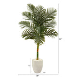 63” Golden Cane Artificial Palm Tree in White Planter by Nearly Natural