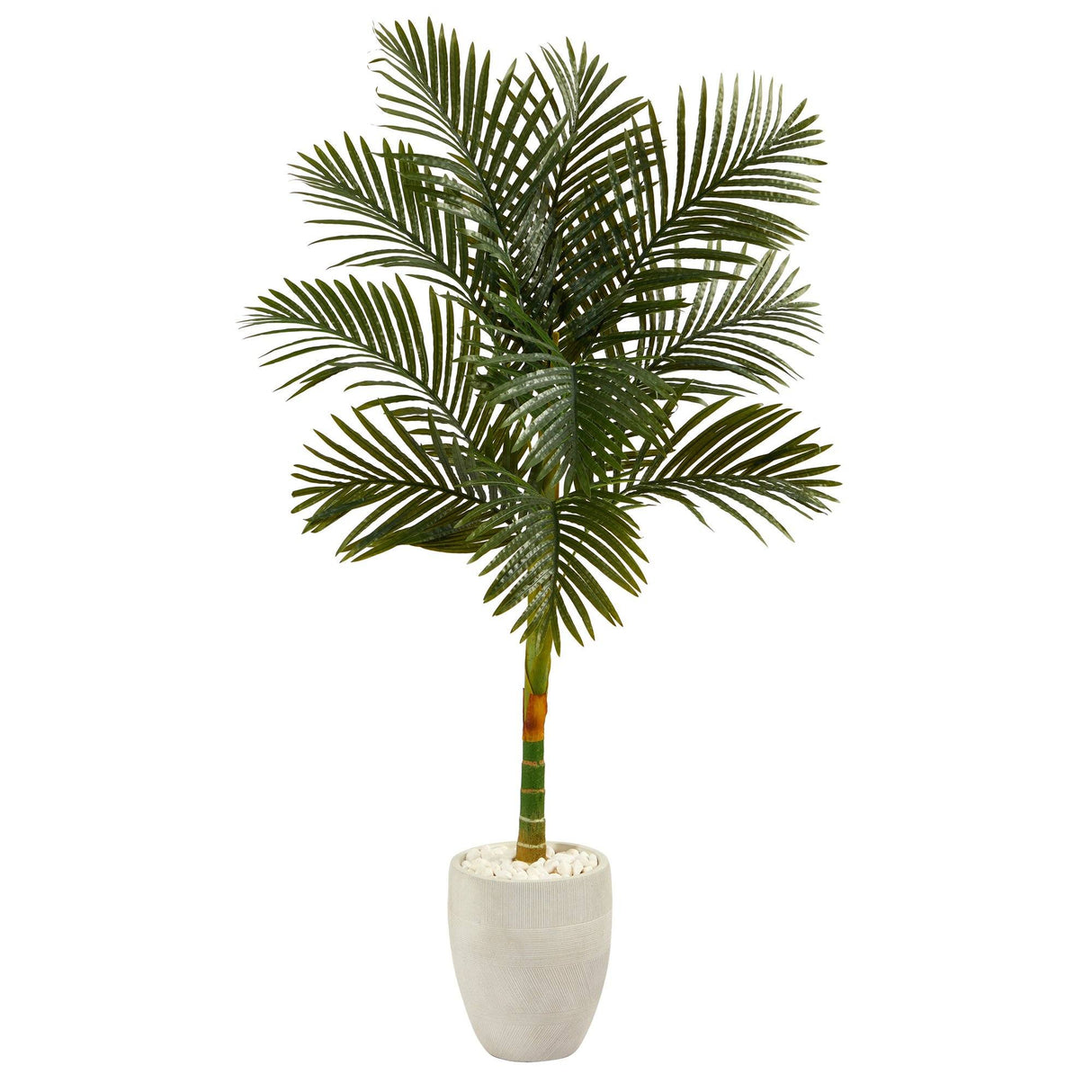 63” Golden Cane Artificial Palm Tree in White Planter by Nearly Natural