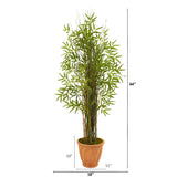 64” Bamboo Grass Artificial Plant in Terra-Cotta Planter by Nearly Natural