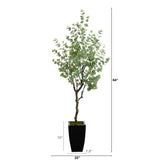 64” Eucalyptus Artificial Tree in Black Metal Planter by Nearly Natural