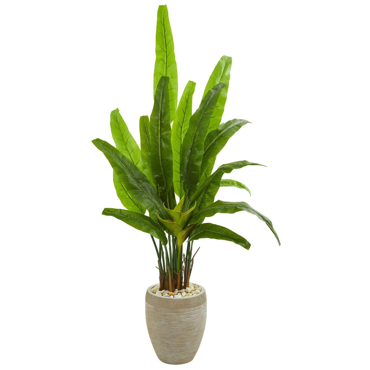 64” Travelers Palm Artificial Tree in Sand Colored Planter by Nearly Natural