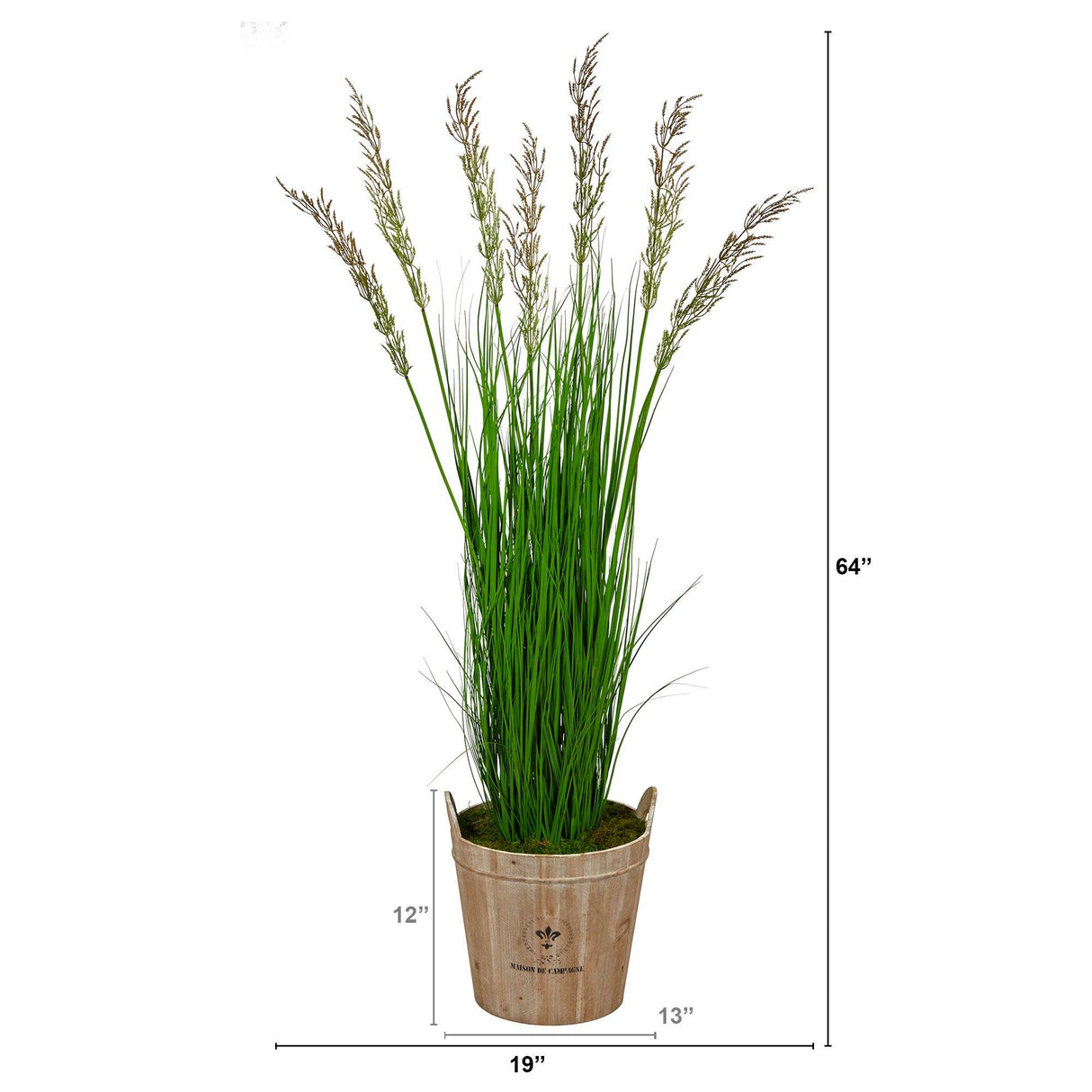 64” Wheat Grass Artificial Plant in Farmhouse Planter by Nearly Natural