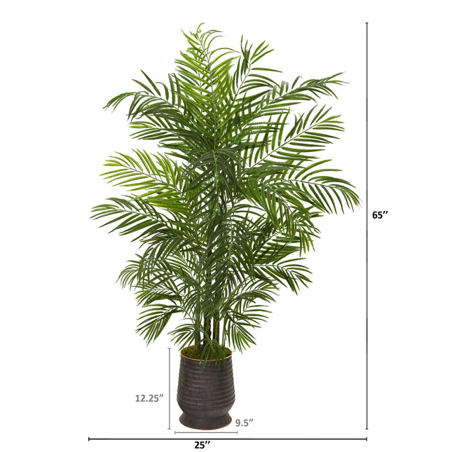 65” Areca Artificial Palm Tree in Decorative Planter(Indoor/Outdoor) by Nearly Natural