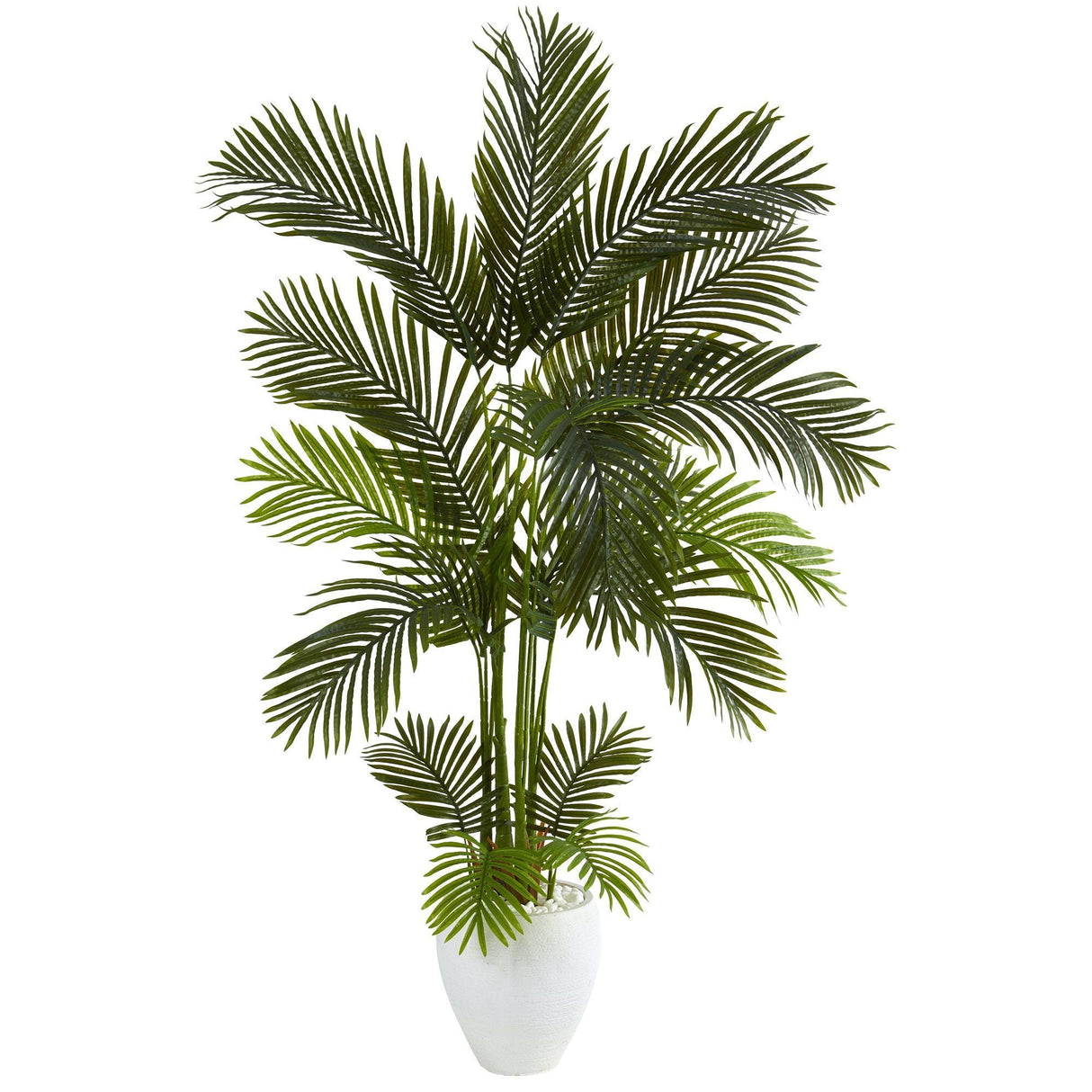 65” Areca Palm Artificial Tree in White Planter by Nearly Natural