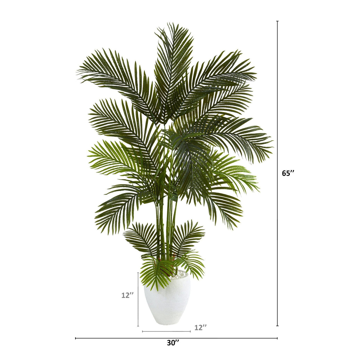 65” Areca Palm Artificial Tree in White Planter by Nearly Natural