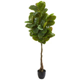 65” Artificial Rubber Leaf Tree (Real Touch) by Nearly Natural