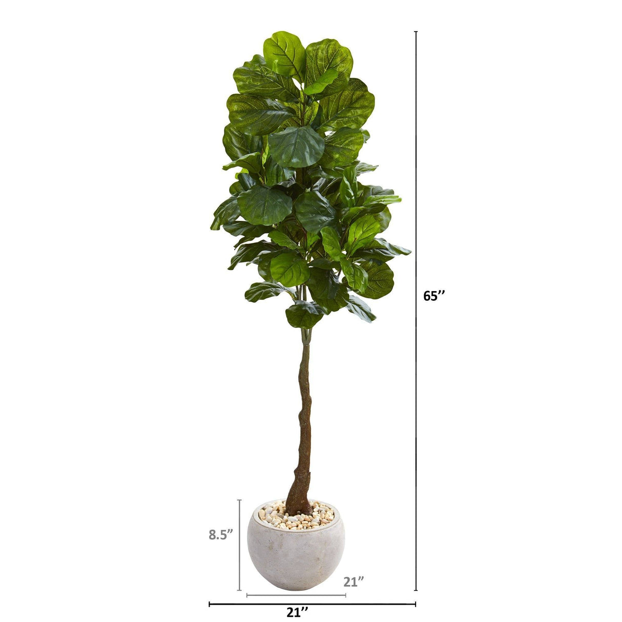 65” Fiddle Leaf Artificial Tree in Sand Colored Planter (Real Touch) by Nearly Natural