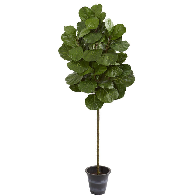 6.5’ Fiddle Leaf Artificial Tree With Decorative Planter by Nearly Natural