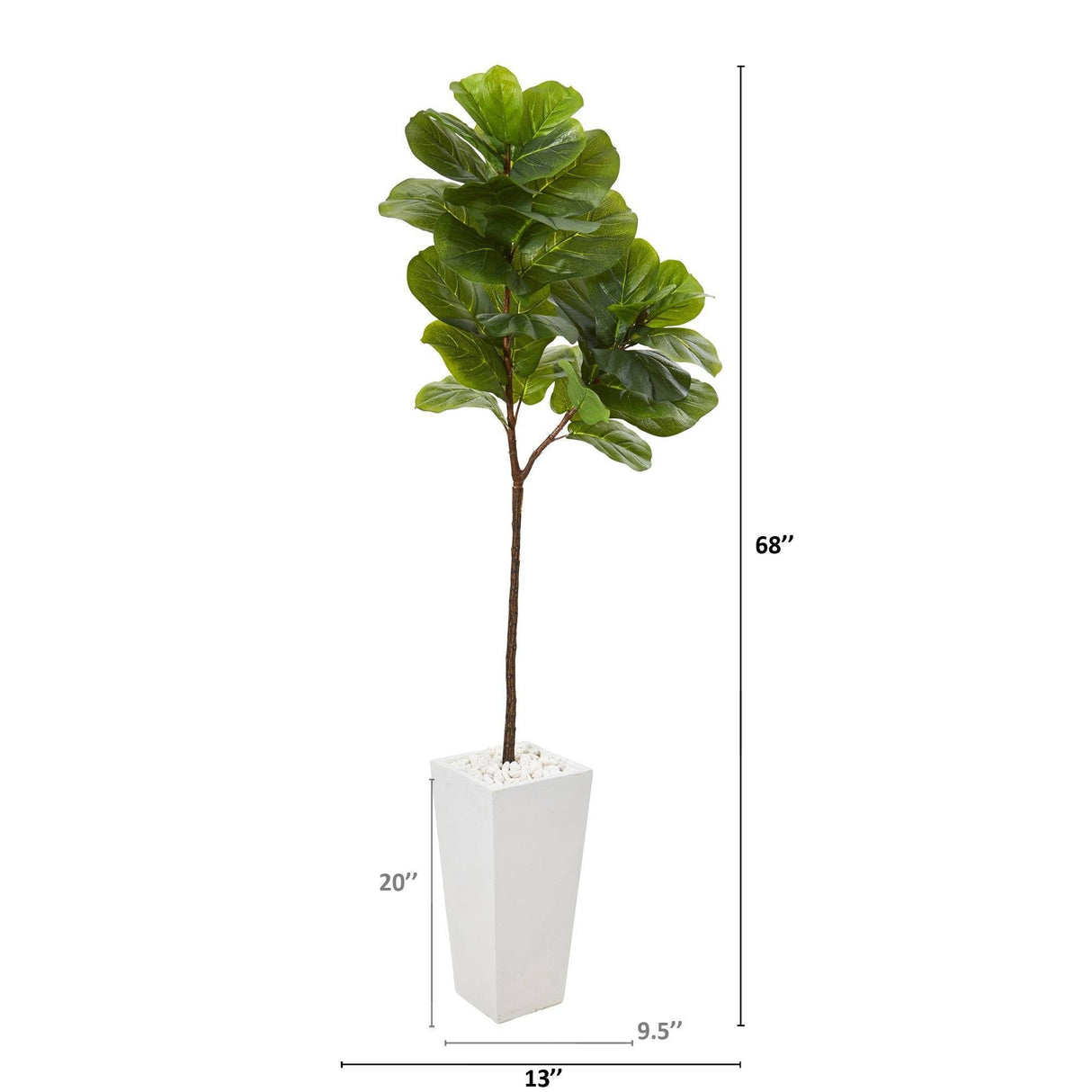 68” Fiddle Leaf Artificial Tree in White Planter (Real Touch) by Nearly Natural