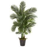 69” Areca Palm Artificial Tree in Decorative Metal Pail with Rope by Nearly Natural