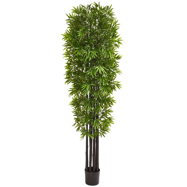 7’ Bamboo Artificial Tree with Black Trunks UV Resistant (Indoor/Outdoor) by Nearly Natural