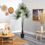 7’ Fan Palm Tree UV Resistant (Indoor/Outdoor) by Nearly Natural