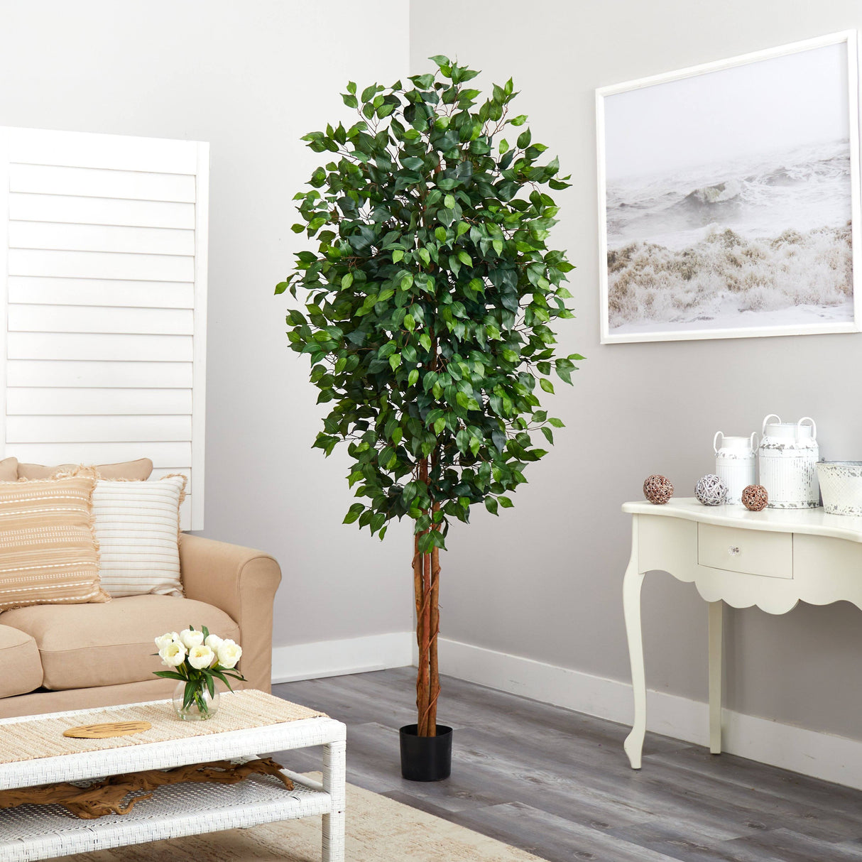 7' Ficus Silk Tree by Nearly Natural