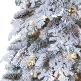 7’ Flocked Montana Down Swept Spruce Artificial Christmas Tree with Pinecones and 400 LED Lights by Nearly Natural