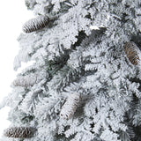 7’ Flocked Montana Down Swept Spruce Artificial Christmas Tree with Pinecones and 400 LED Lights by Nearly Natural