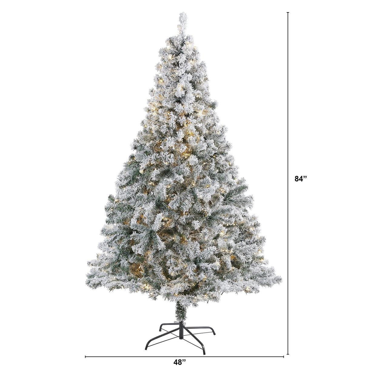 7' Flocked Rock Springs Spruce Artificial Christmas Tree with 350 Clear LED Lights and 800 Bendable Branches by Nearly Natural