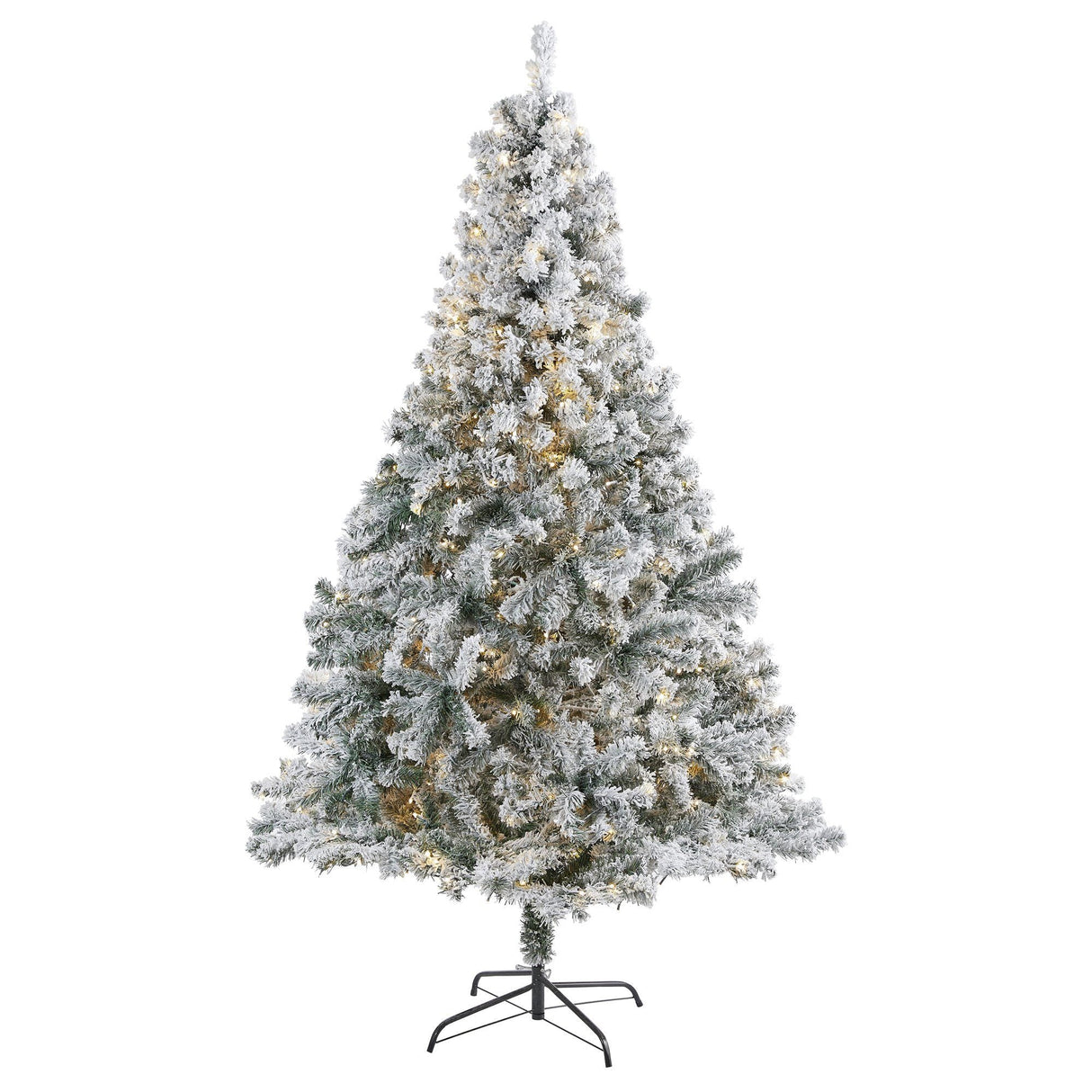 7' Flocked Rock Springs Spruce Artificial Christmas Tree with 350 Clear LED Lights and 800 Bendable Branches by Nearly Natural