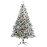 7' Flocked Rock Springs Spruce Artificial Christmas Tree with 350 Clear LED Lights and 800 Bendable Branches by Nearly Natural